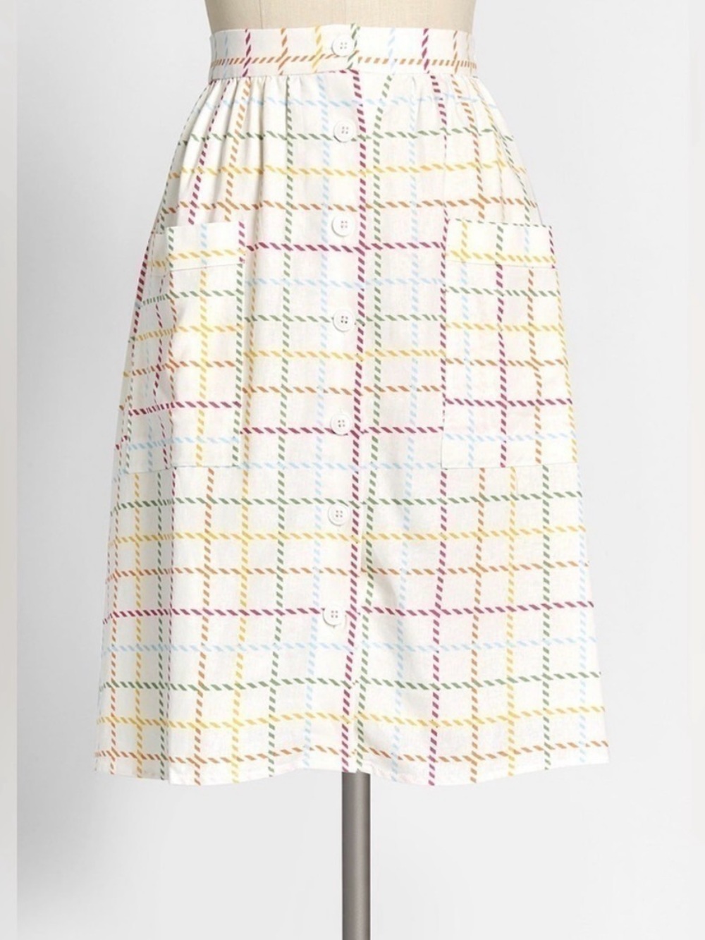 ModCloth Rainbow Plaid Knee-length Skirt- - 22W